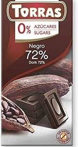 Delicioso Chocolate Negro 72% Cacao Sin Azúcar