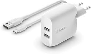 Cargador Dual USB Belkin WCE001vf1MWH: Potencia y Versatilidad