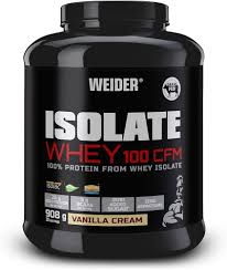 Proteína Whey Isolate de Vainilla Weider con Aspartamo y Dygezime